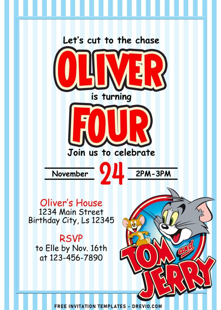 10+ Bubbly Tom And Jerry Themed Birthday Invitation Templates
