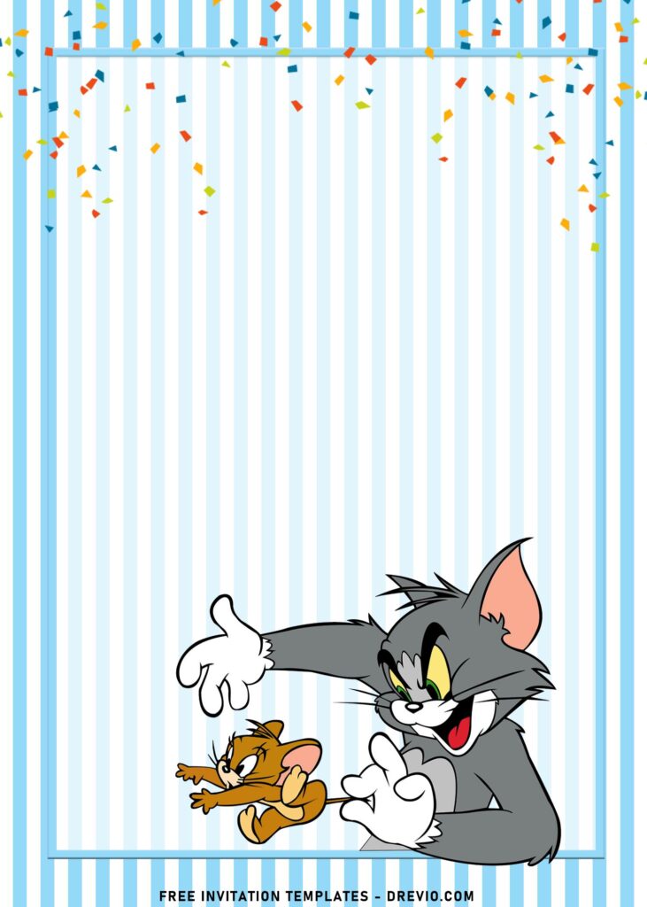 10+ Bubbly Tom And Jerry Themed Birthday Invitation Templates with sly Tom is pranking Jerry