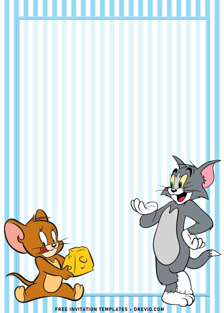 10+ Bubbly Tom And Jerry Themed Birthday Invitation Templates with Jerry is holding a cheese