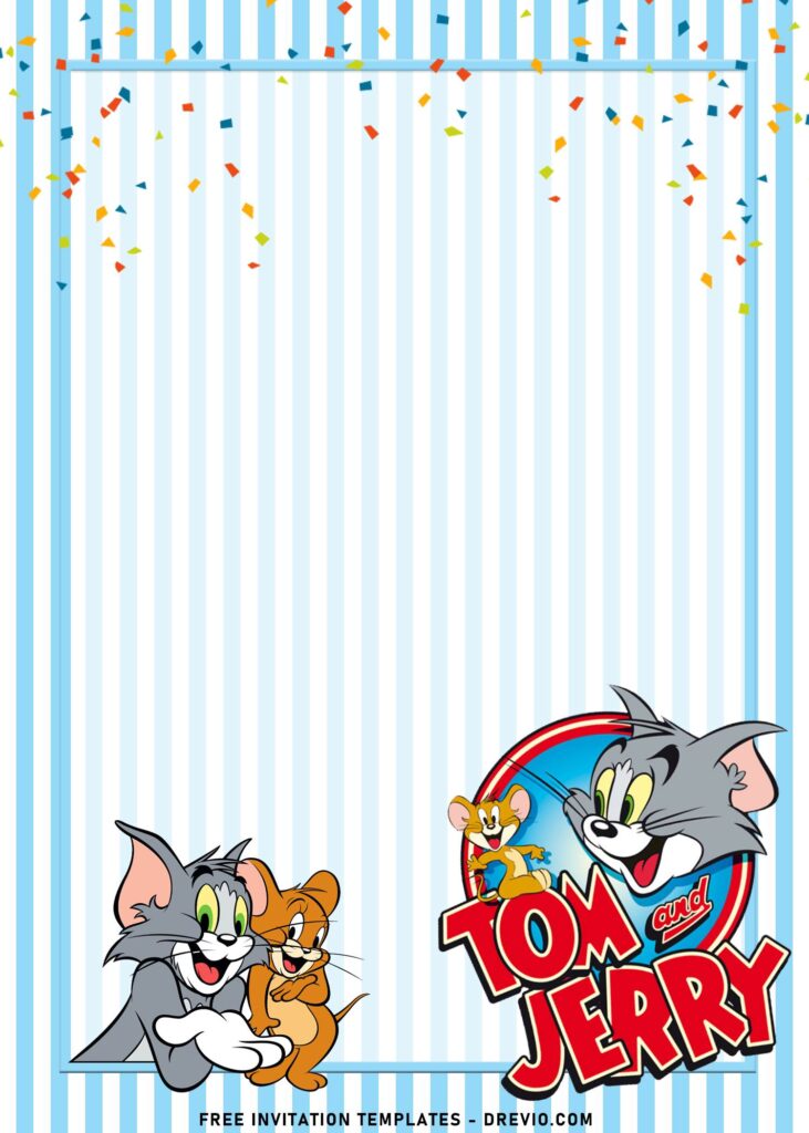 10+ Bubbly Tom And Jerry Themed Birthday Invitation Templates with portrait design
