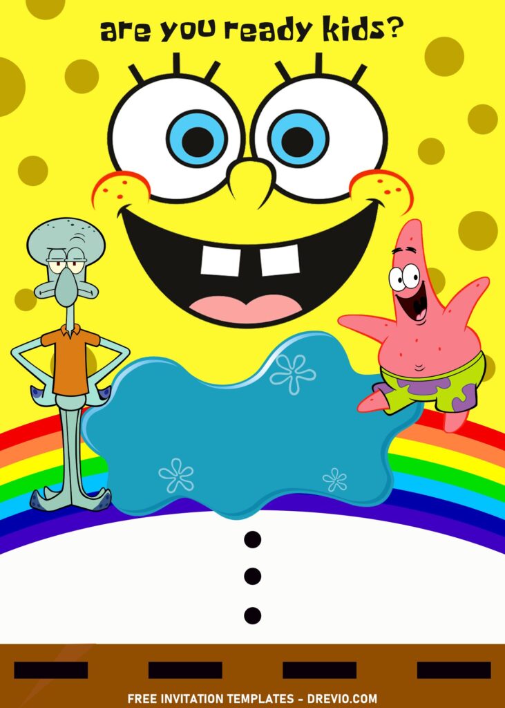 11+ SpongeBob Party Time! Birthday Invitation Templates For All Ages with bored squidward