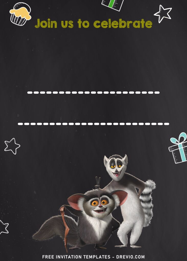 11+ Summer Best Madagascar Themed Birthday Invitation Templates with King Julien and Maurice