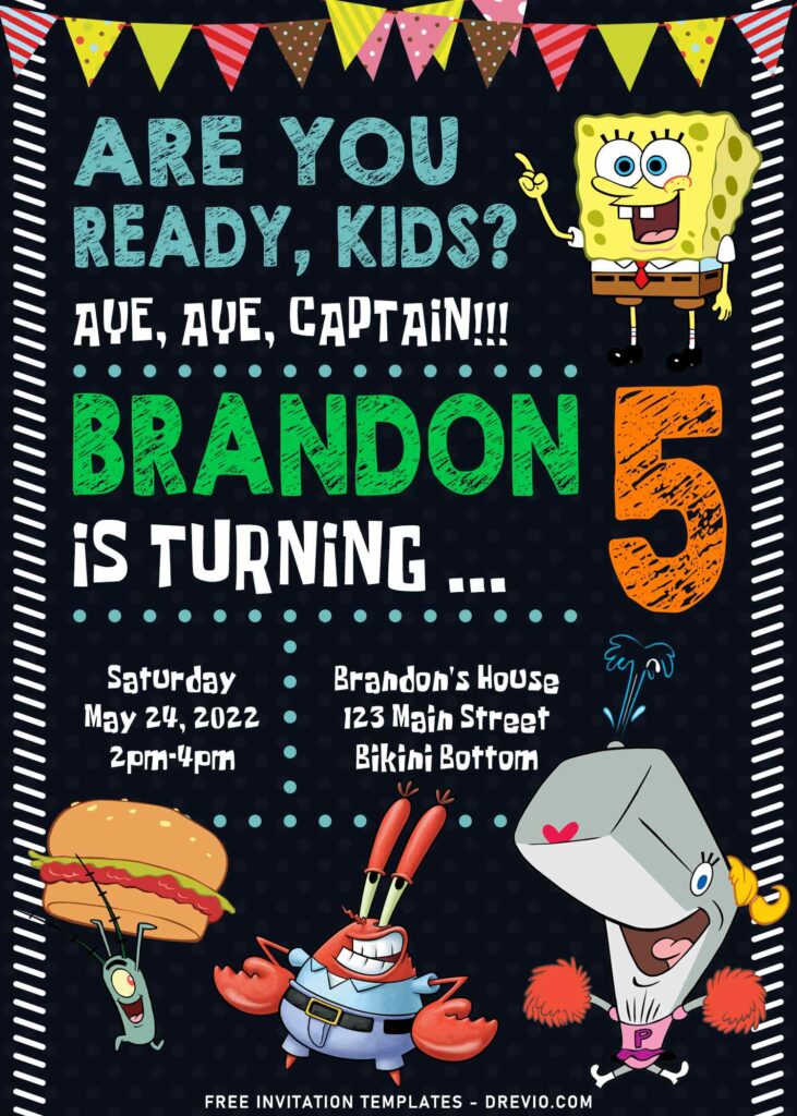11+ Personalized SpongeBob Chalkboard Birthday Invitation Templates