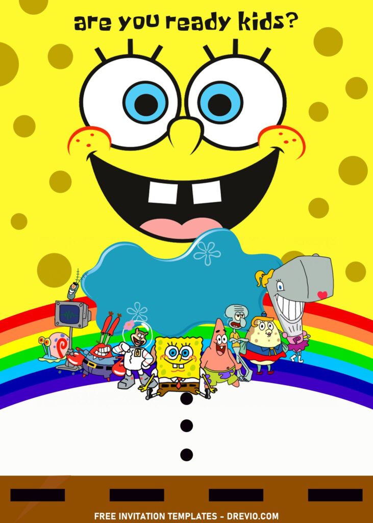 11+ SpongeBob Party Time! Birthday Invitation Templates For All Ages with Yellow Background