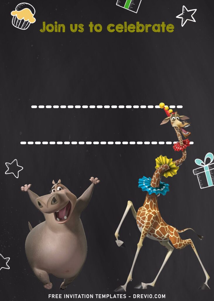 11+ Summer Best Madagascar Themed Birthday Invitation Templates with Melman and Moto Moto Will I Am