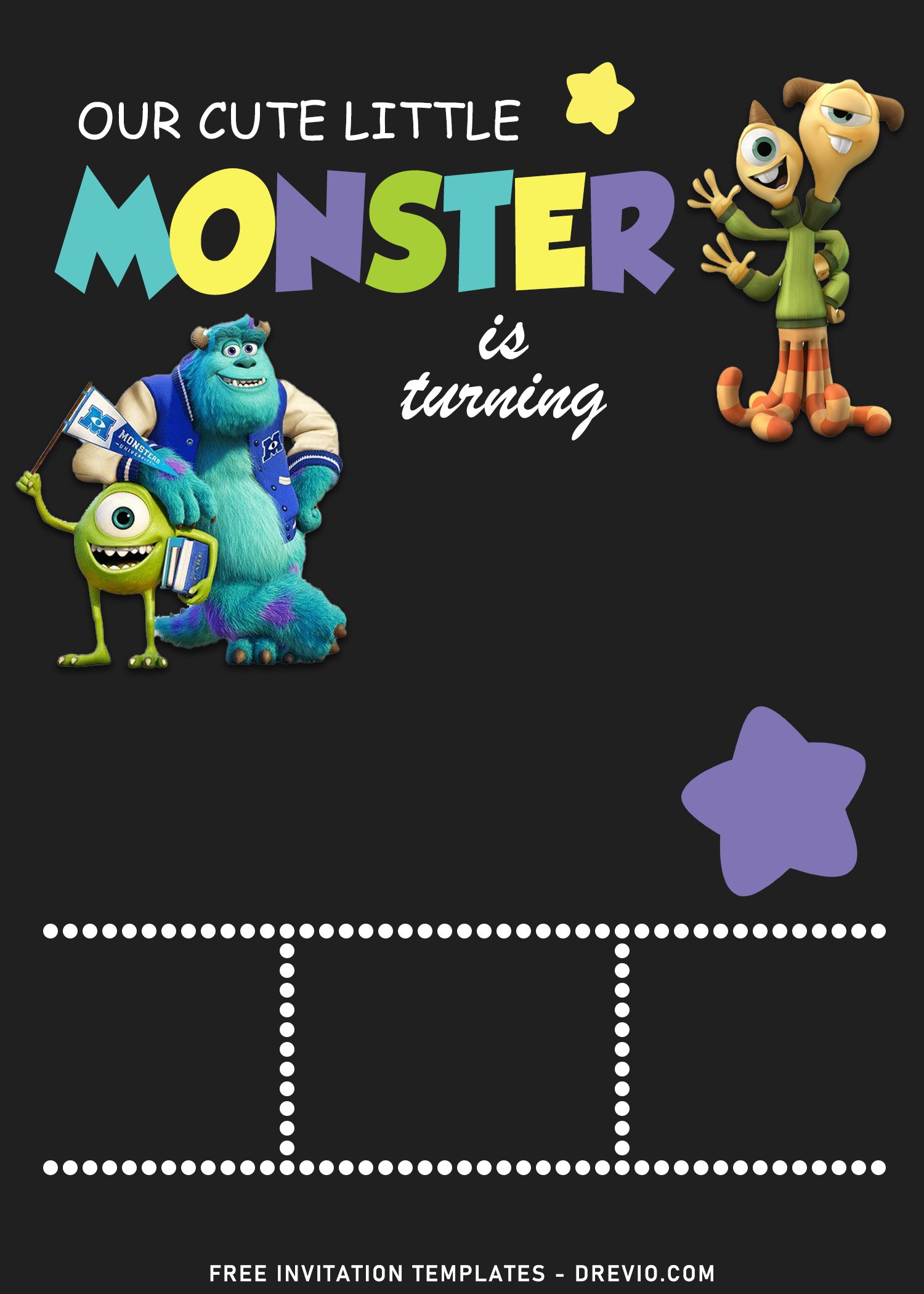 11+ Cute Chalkboard Monster Inc Birthday Invitation Templates