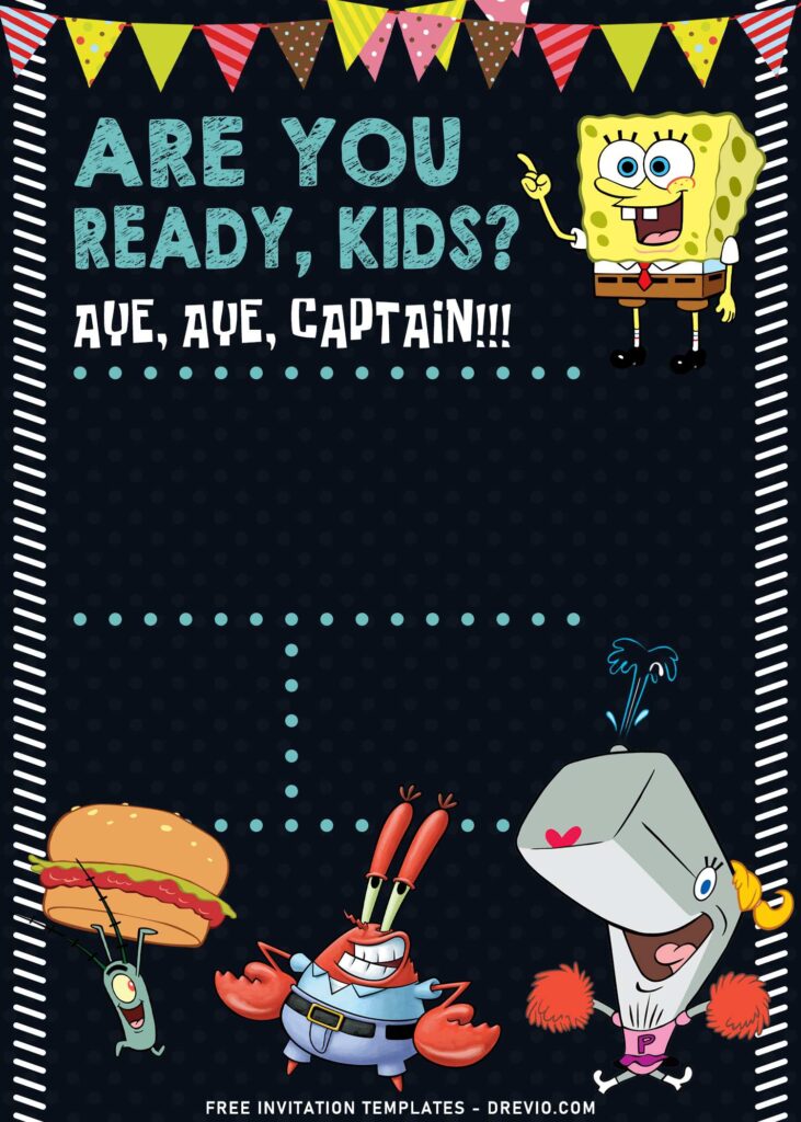 11+ Personalized SpongeBob Chalkboard Birthday Invitation Templates with Mr. Krab and plankton