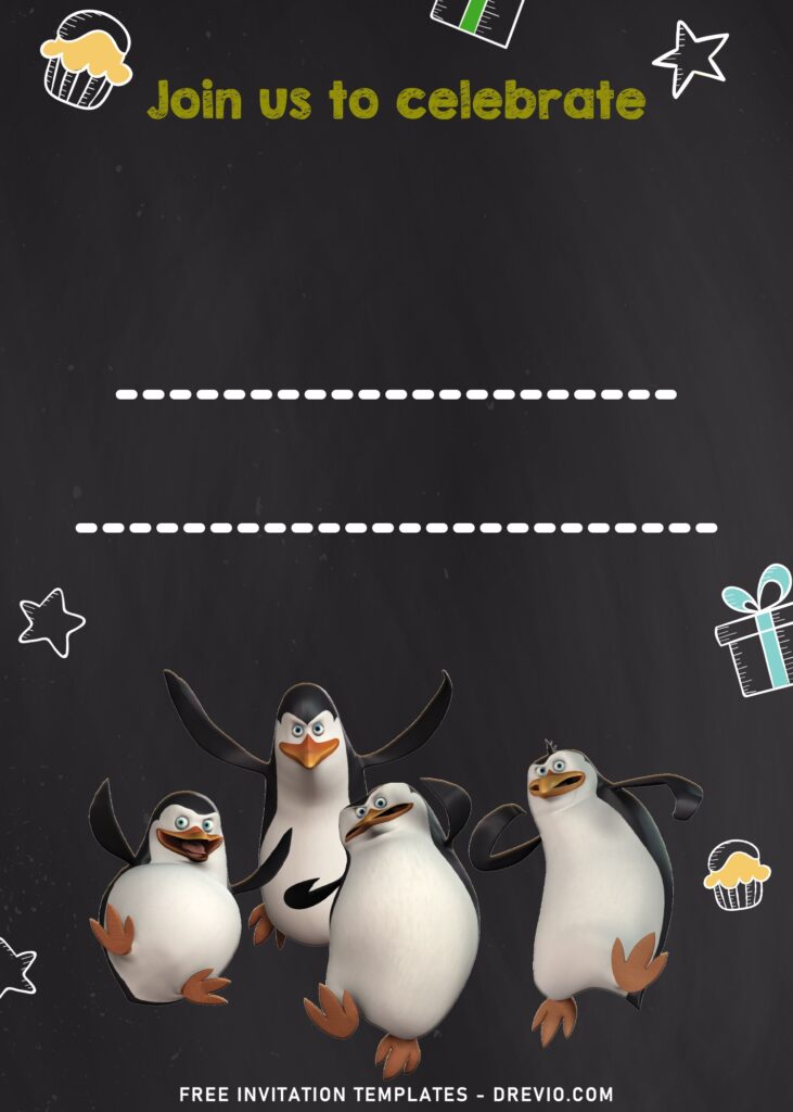 11+ Summer Best Madagascar Themed Birthday Invitation Templates with The Penguins of Madagascar