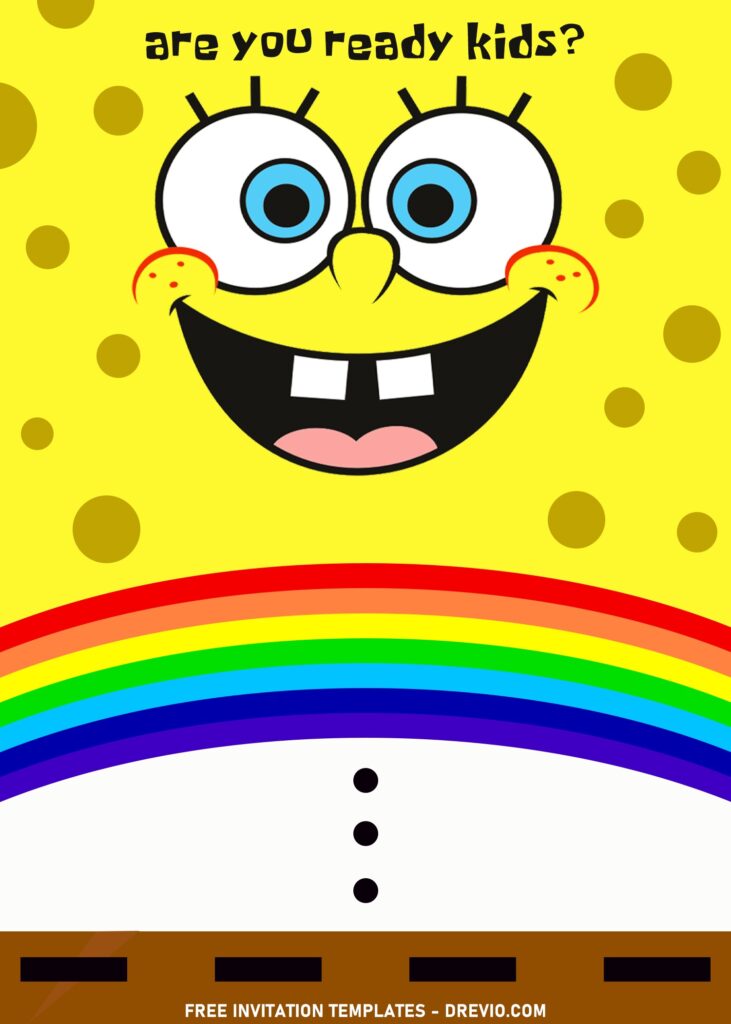 11+ SpongeBob Party Time! Birthday Invitation Templates For All Ages with rainbow