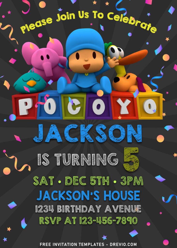 11+ Cute Chalkboard Pocoyo Birthday Invitation Templates