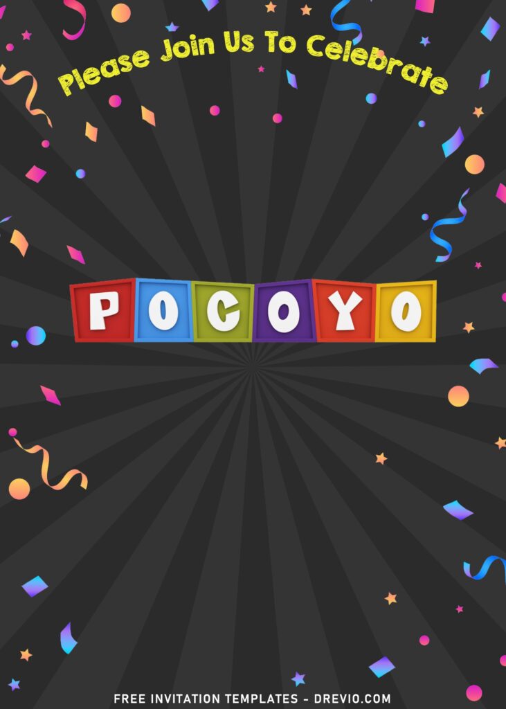 11+ Cute Chalkboard Pocoyo Birthday Invitation Templates with colorful dots