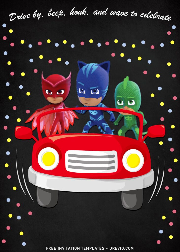 7+ Custom PJ Masks Drive By Birthday Party Invitation Templates with Owlette