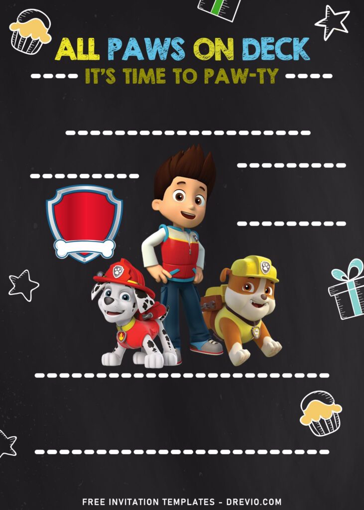 7+ PAW-SOME Paw Patrol Theme Kids Birthday Invitation Templates with Rumble and Marshal