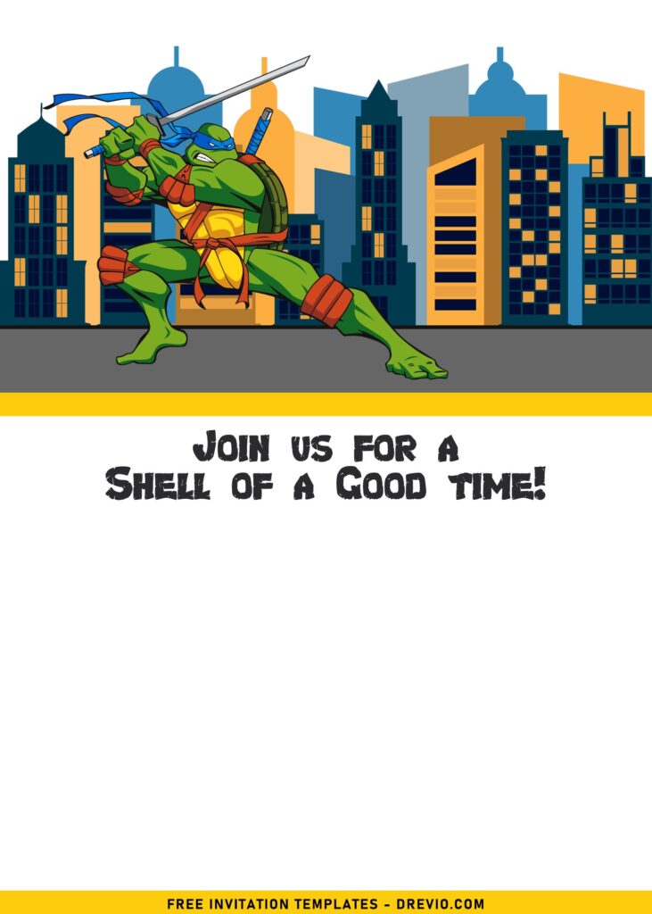 7+ Fun Teenage Mutant Ninja Turtles In The City Birthday Invitation Templates with Leonardo