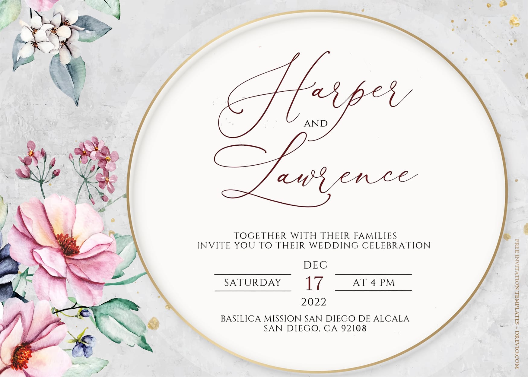 7+ Ariel Watercolor Floral Wedding Invitation Templates  Title