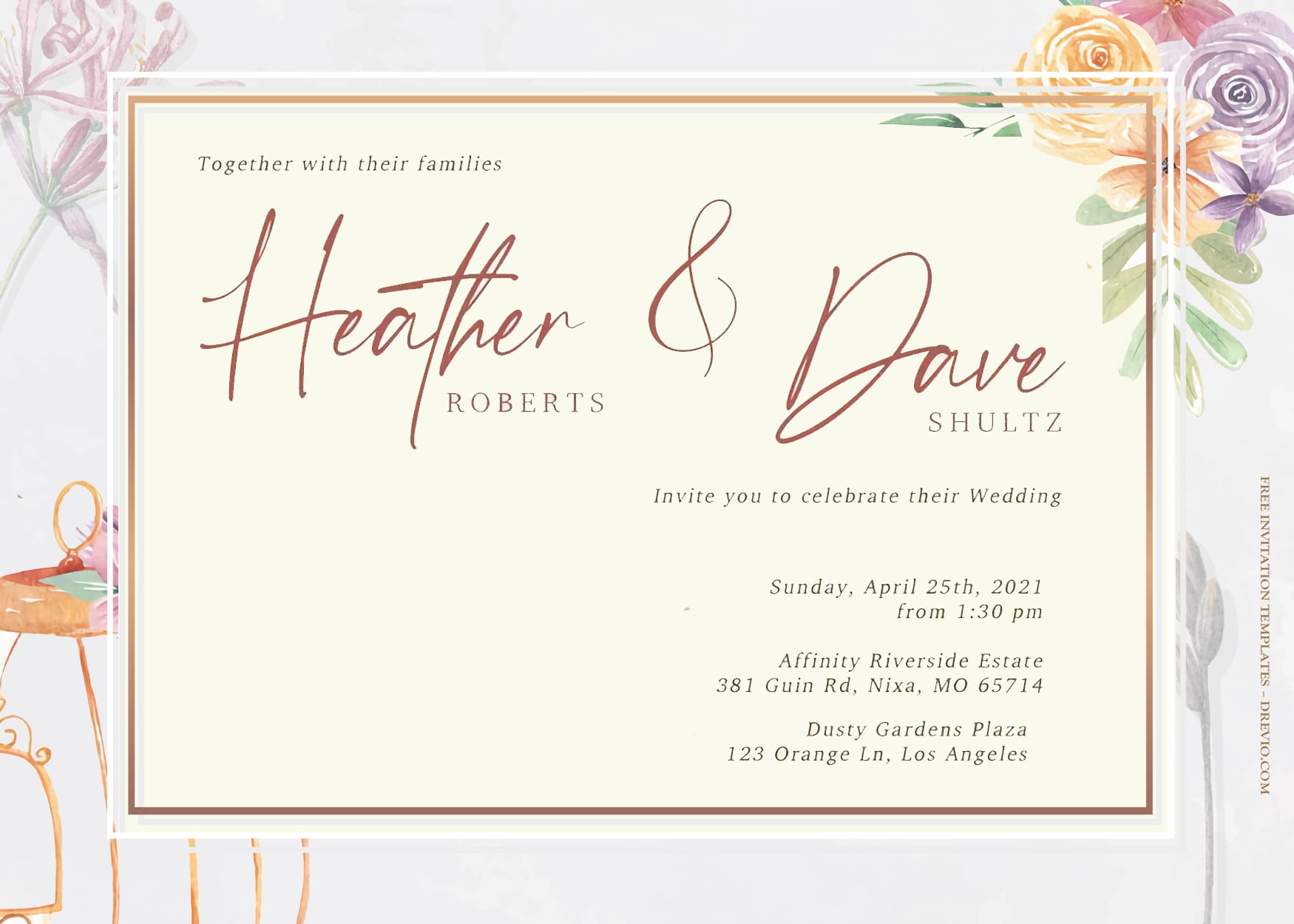 7+ Bird Cage Watercolor Floral Wedding Invitation Templates Title