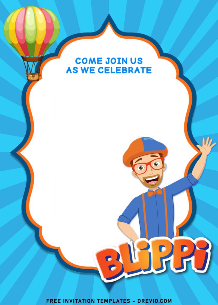 7+ Cheerful Blippi Kids Birthday Party Invitation Templates with 