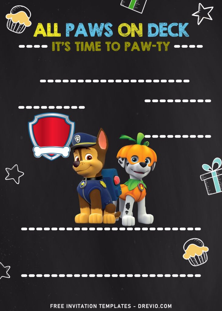 7+ PAW-SOME Paw Patrol Theme Kids Birthday Invitation Templates with Chase and Marshal