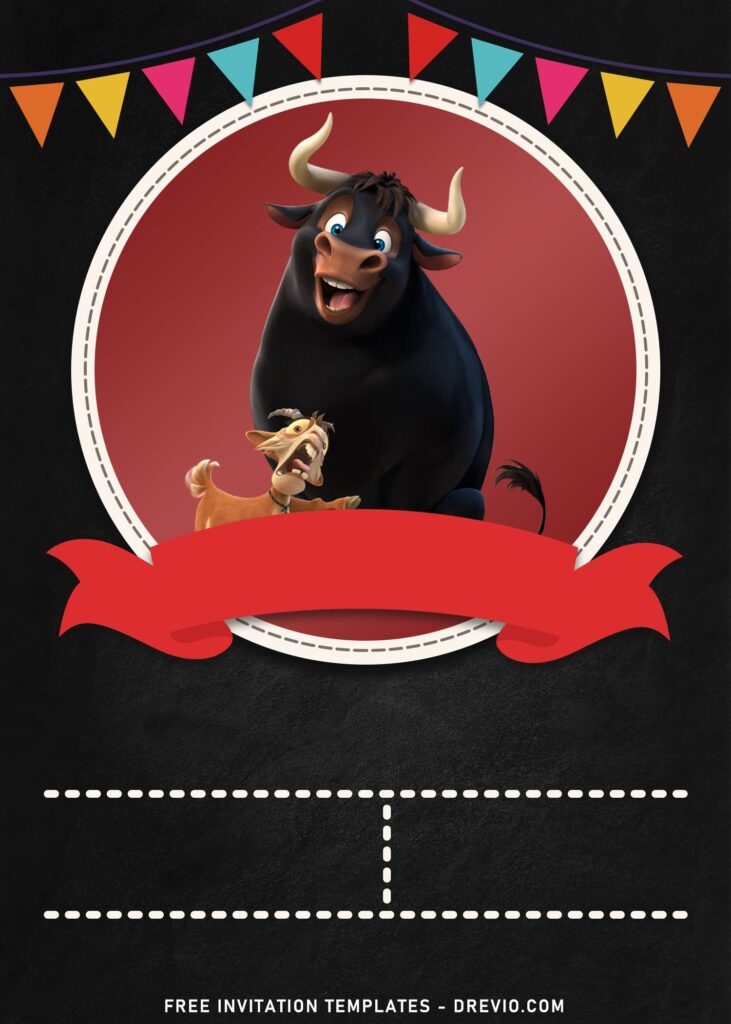7+ The Brave Heart Bull Ferdinand Chalkboard Birthday Invitation Templates with lupe