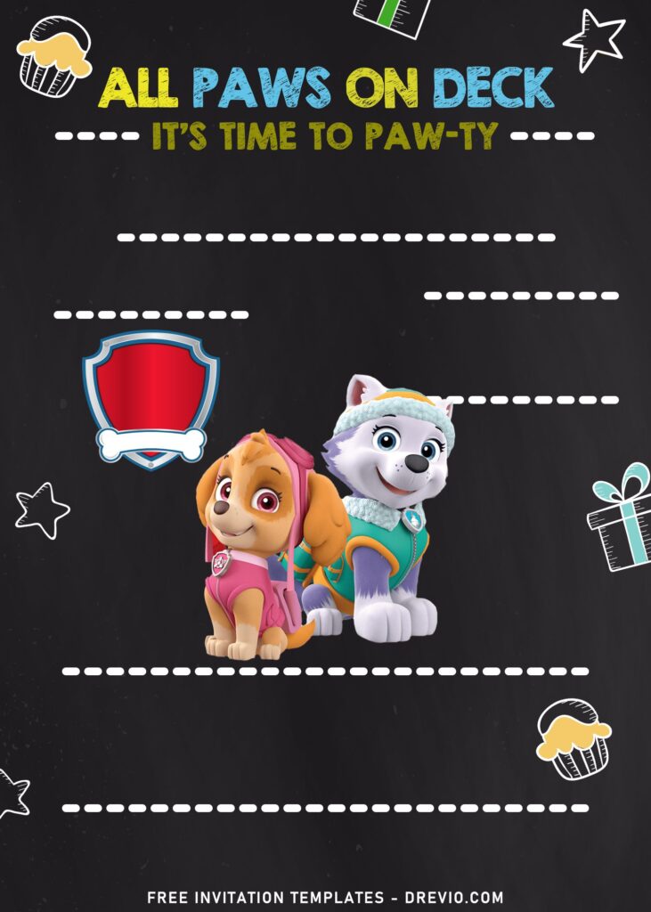 7+ PAW-SOME Paw Patrol Theme Kids Birthday Invitation Templates with Skye And Everest