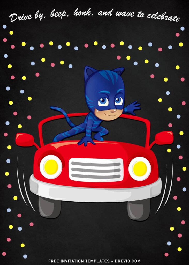 7+ Custom PJ Masks Drive By Birthday Party Invitation Templates with 