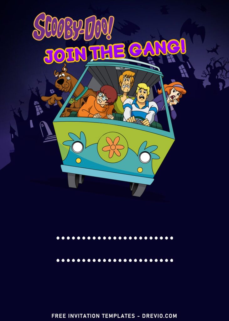 7+ Let's Join The Gang Scooby-Doo Birthday Invitation Templates with Mystery Machine Van 