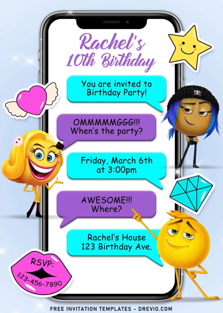 7+ Cute Emoji Movie Birthday Invitation Templates