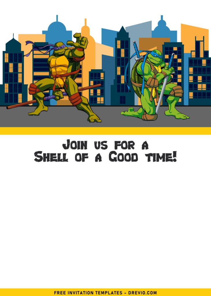 7+ Fun Teenage Mutant Ninja Turtles In The City Birthday Invitation Templates with white background