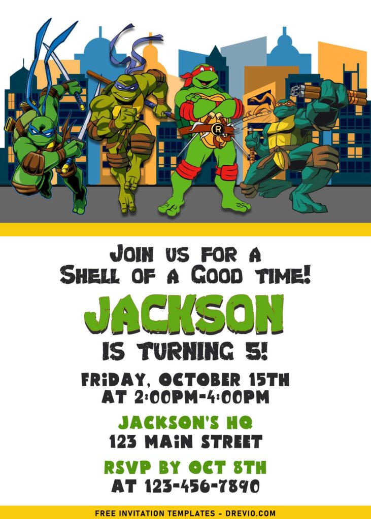 7+ Fun Teenage Mutant Ninja Turtles In The City Birthday Invitation Templates