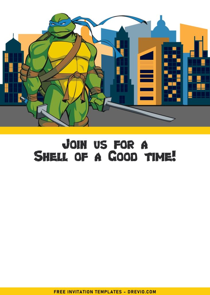 7+ Fun Teenage Mutant Ninja Turtles In The City Birthday Invitation Templates with Raphael