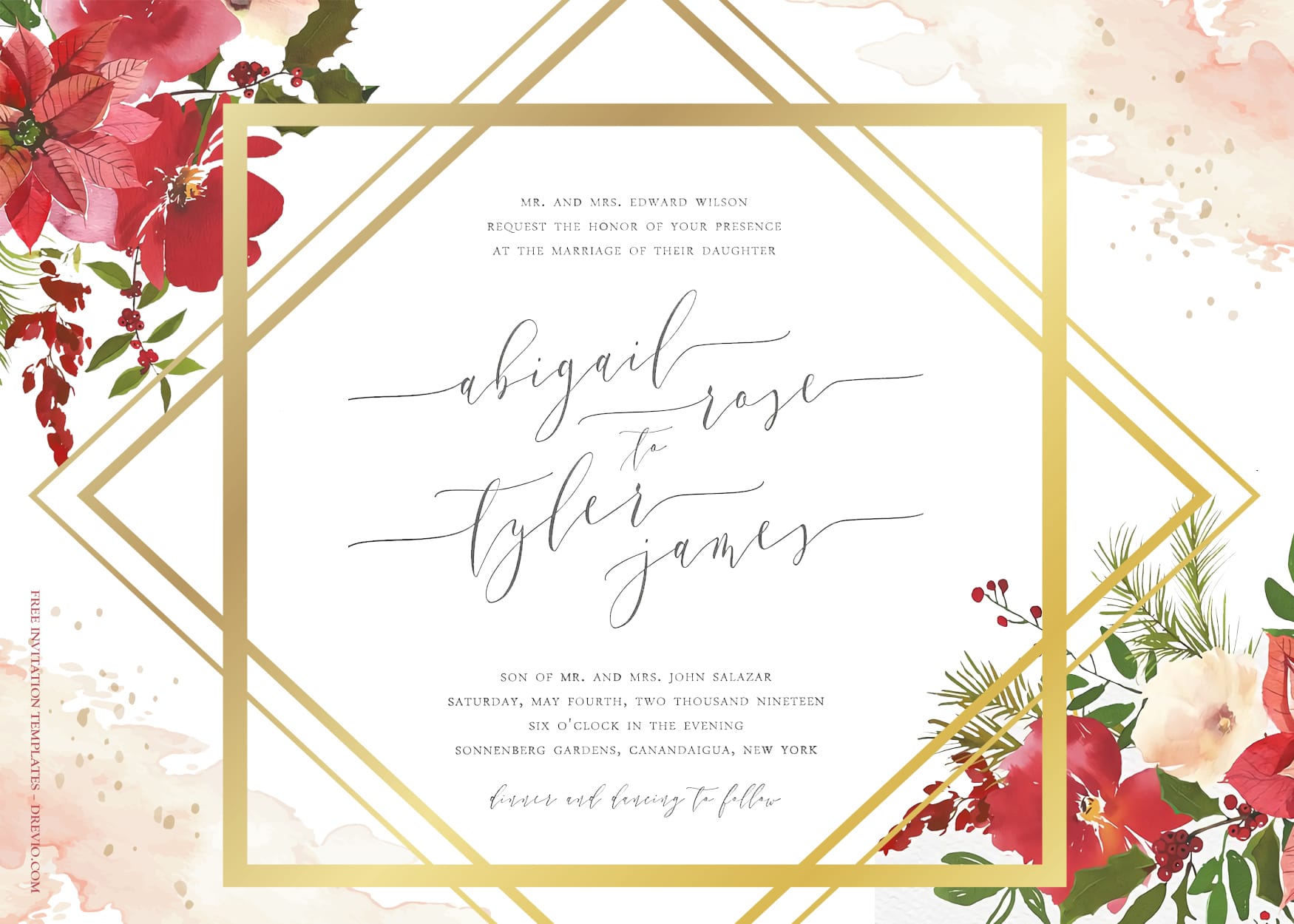 7+ Red Jolly Winter Floral Wedding Invitation Templates Title