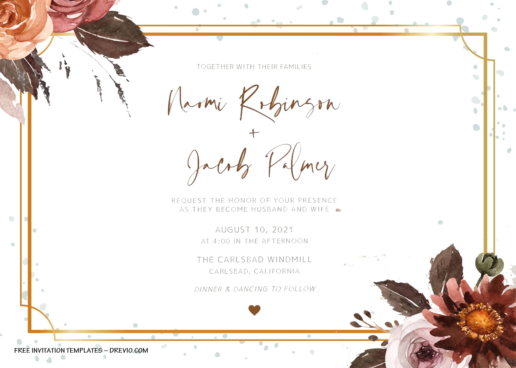 7+ Rustic Autumn Watercolor Floral Wedding Invitation Templates Title