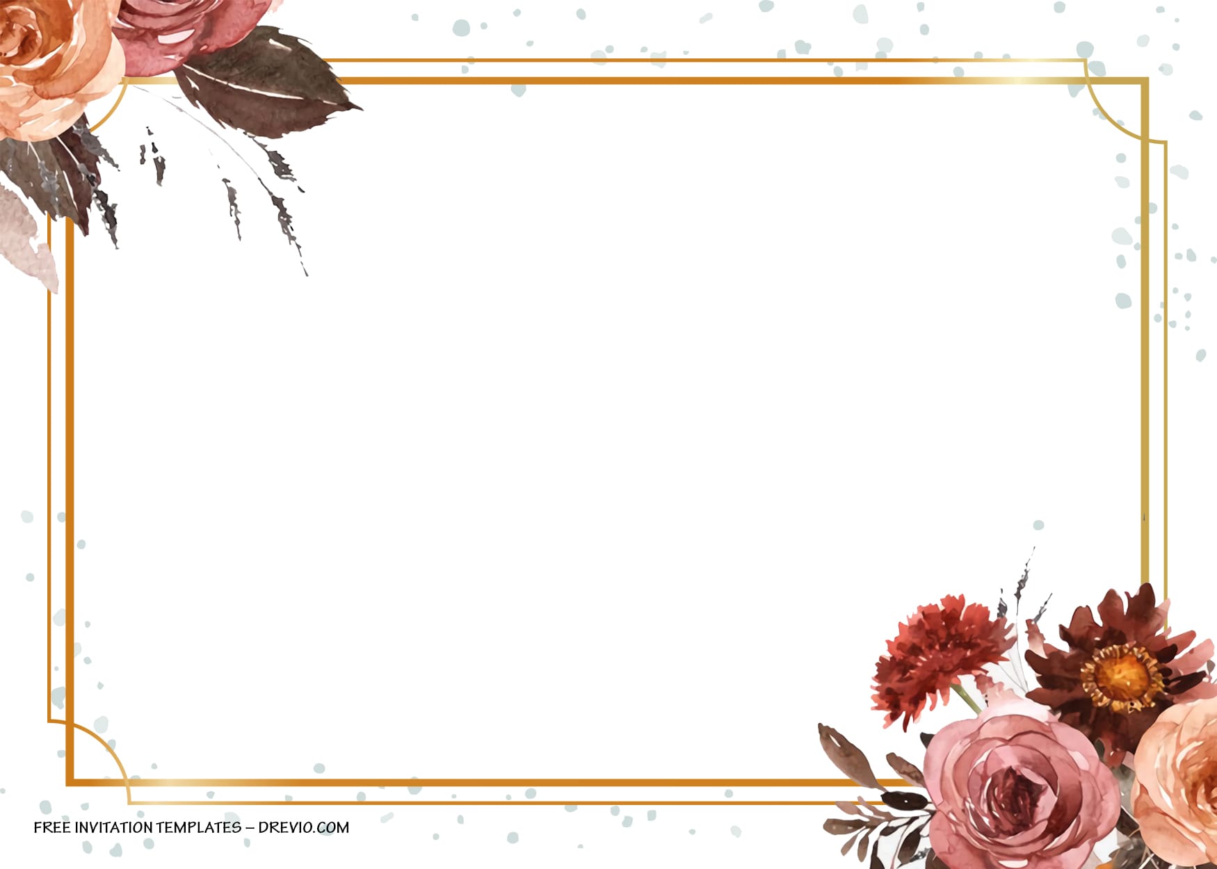 7+ Rustic Autumn Watercolor Floral Wedding Invitation Templates Type Six
