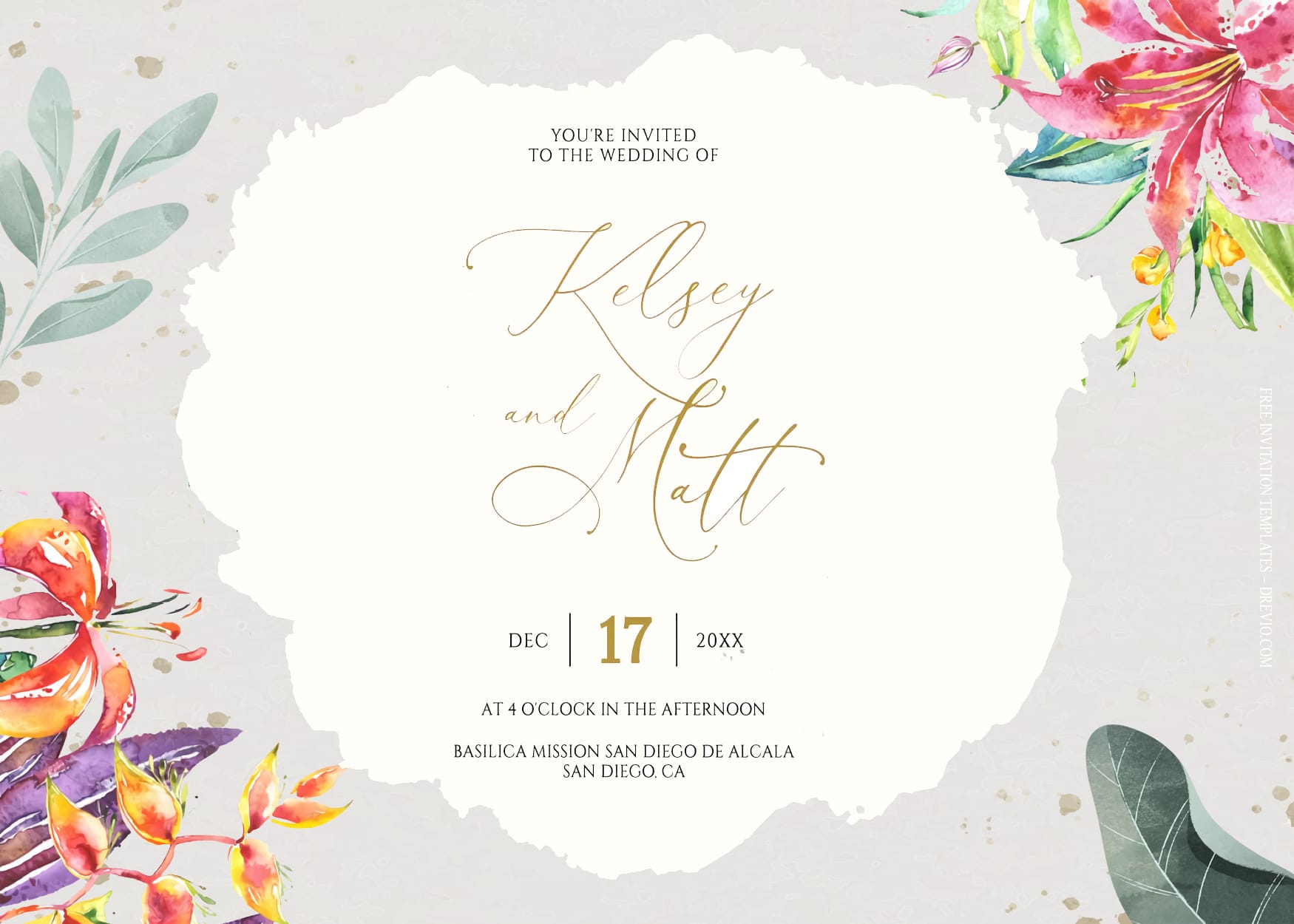 7+ Tropical Bang Watercolor Floral Wedding Invitation Templates Title