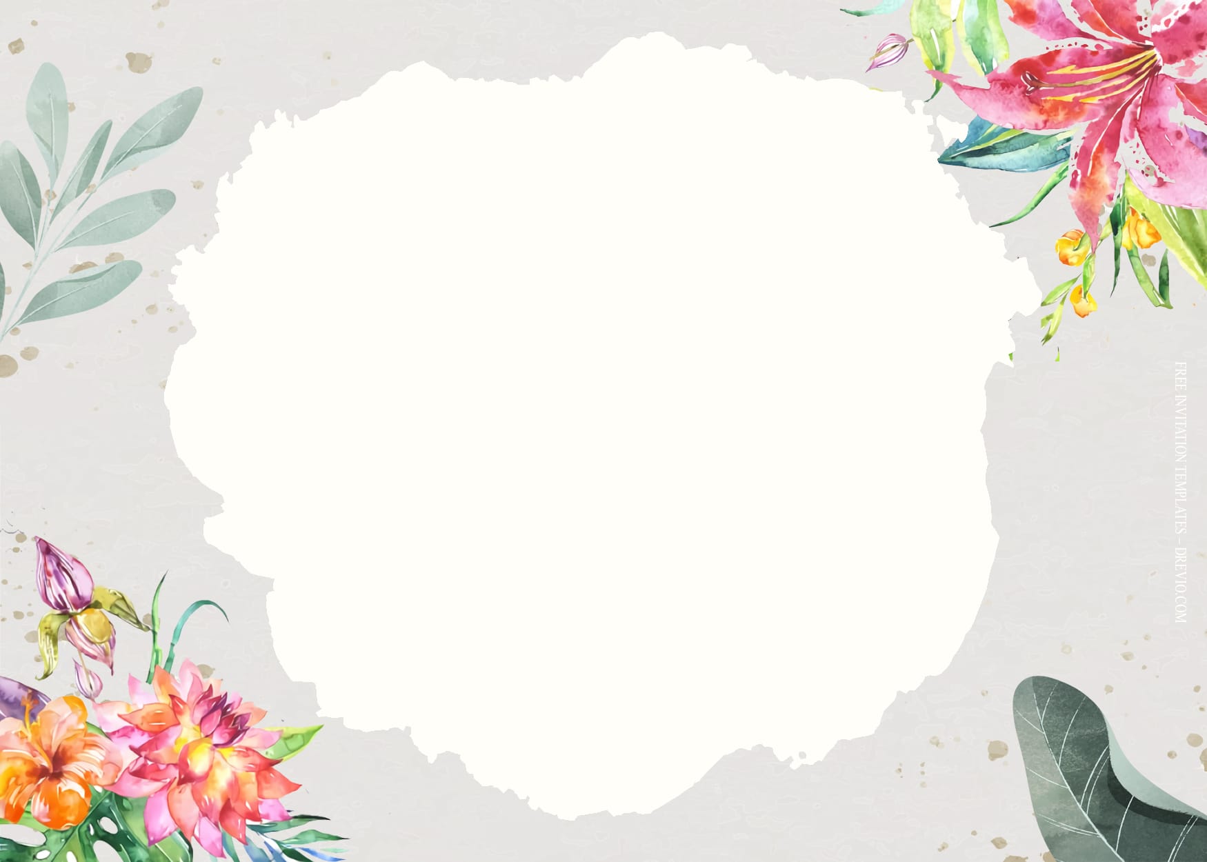 7+ Tropical Bang Watercolor Floral Wedding Invitation Templates Type Four