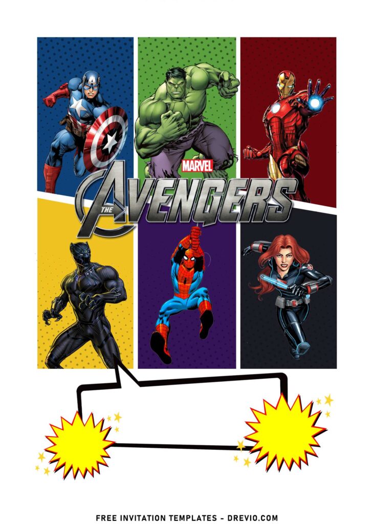 8+ Unique And Colorful Avengers Birthday Invitation Templates with Black Widow