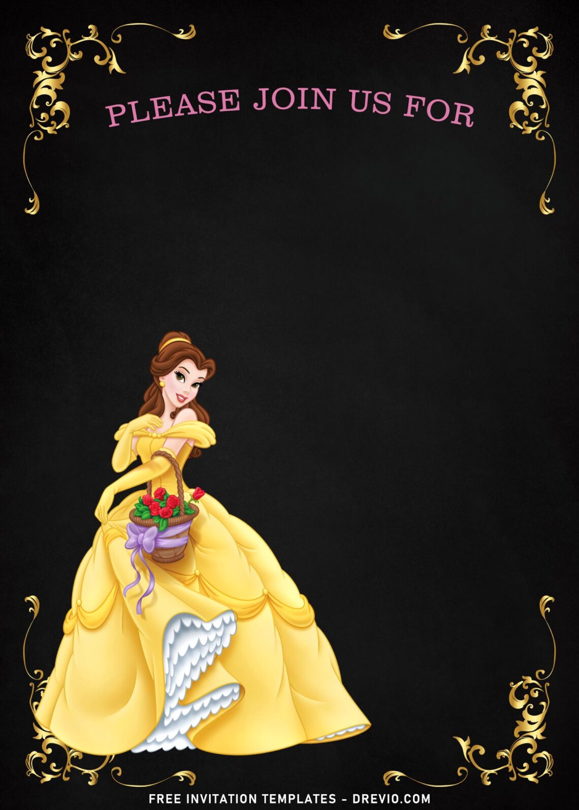 8-gleaming-gold-princess-belle-birthday-invitation-templates-drevio-free-and-printable