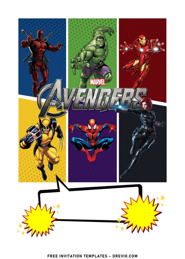 8+ Unique And Colorful Avengers Birthday Invitation Templates with Wolverine
