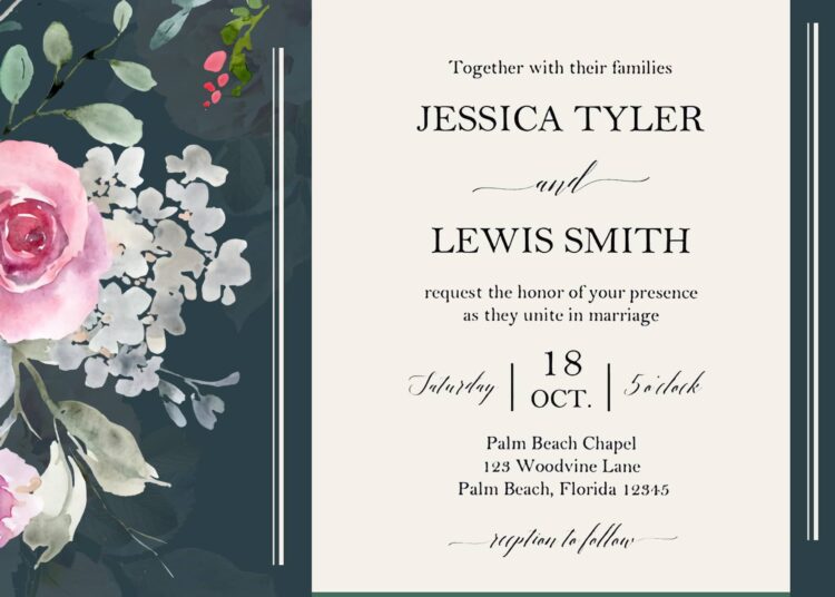 7+ Fifty Bouquets Watercolor Floral Wedding Invitation Templates ...