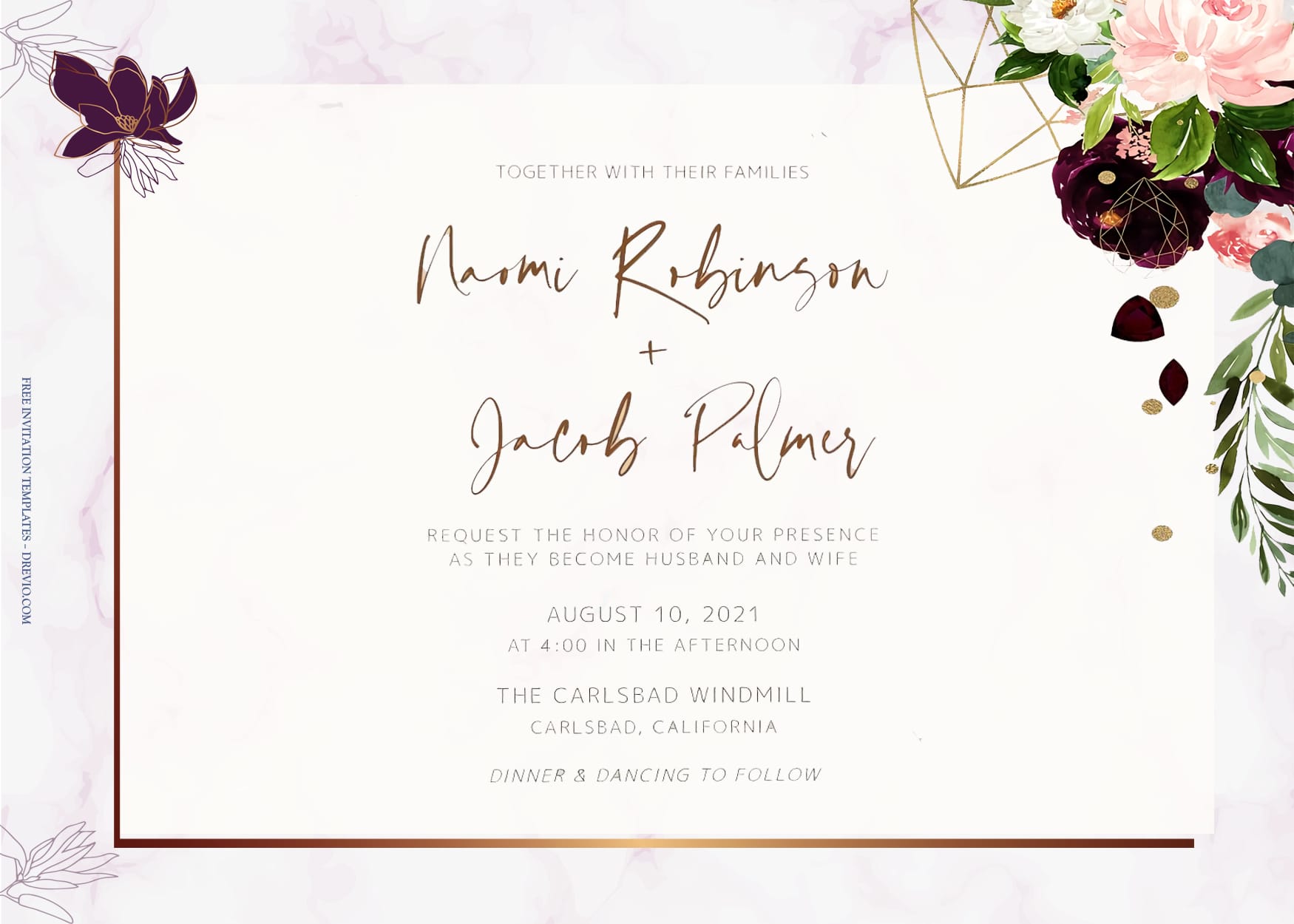 8+ Red Wine Rose Jewel Floral Wedding Invitation Templates Title