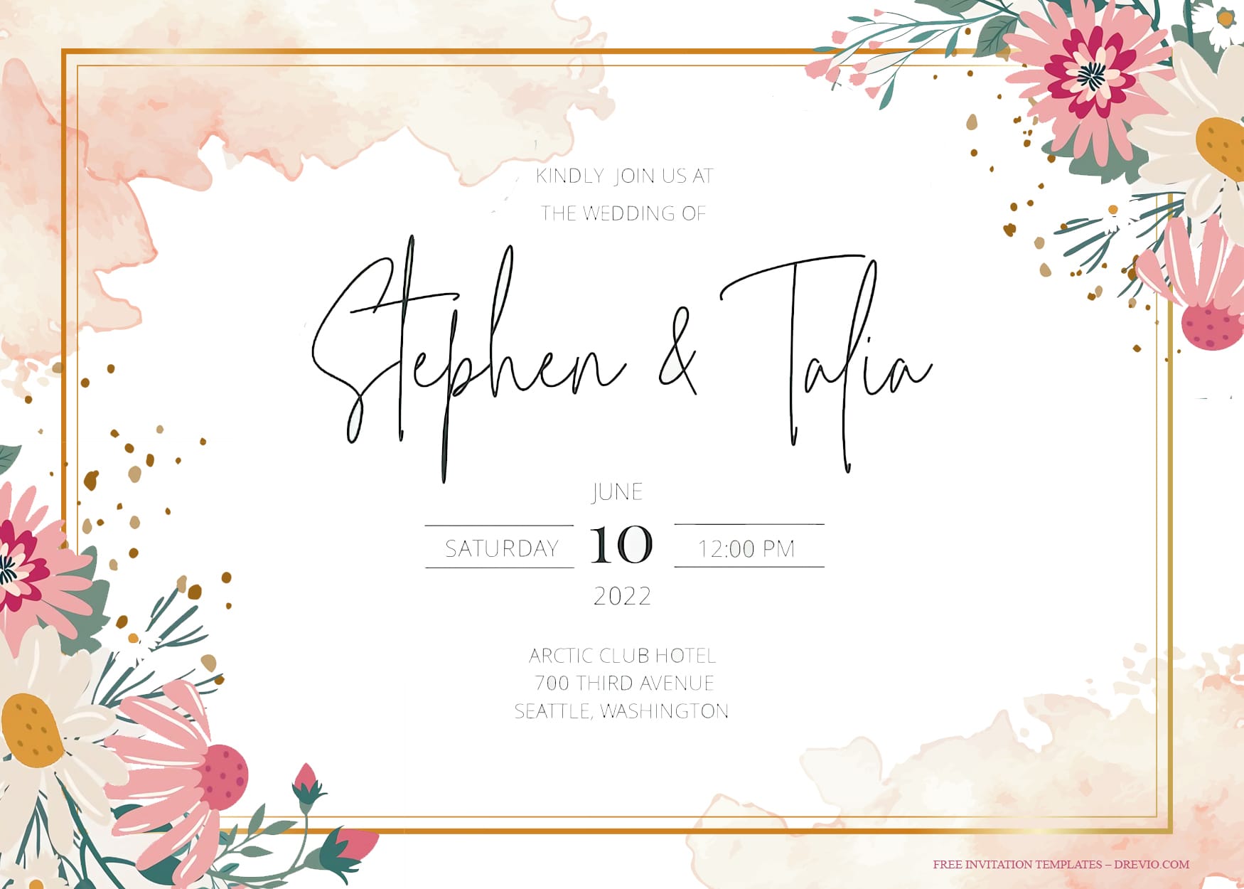 8+ Spring Ecletic Bloom Watercolor Floral Wedding Invitation Templates Title