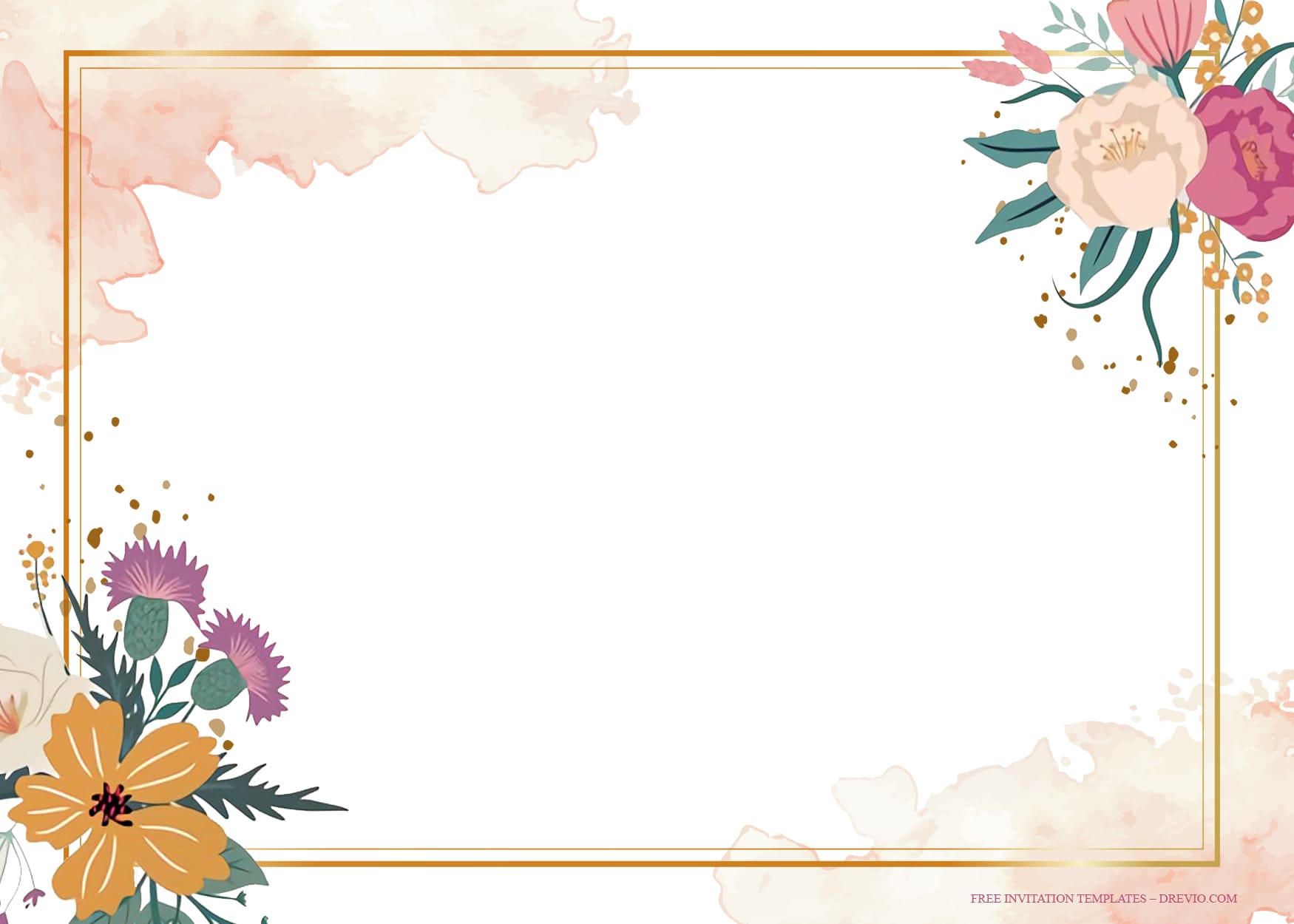 8+ Spring Ecletic Bloom Watercolor Floral Wedding Invitation Templates Type Five