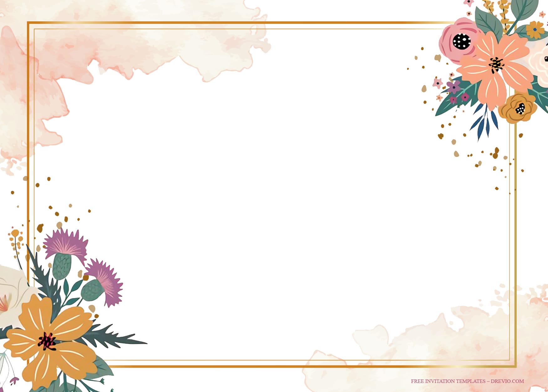 8+ Spring Ecletic Bloom Watercolor Floral Wedding Invitation Templates Type Four