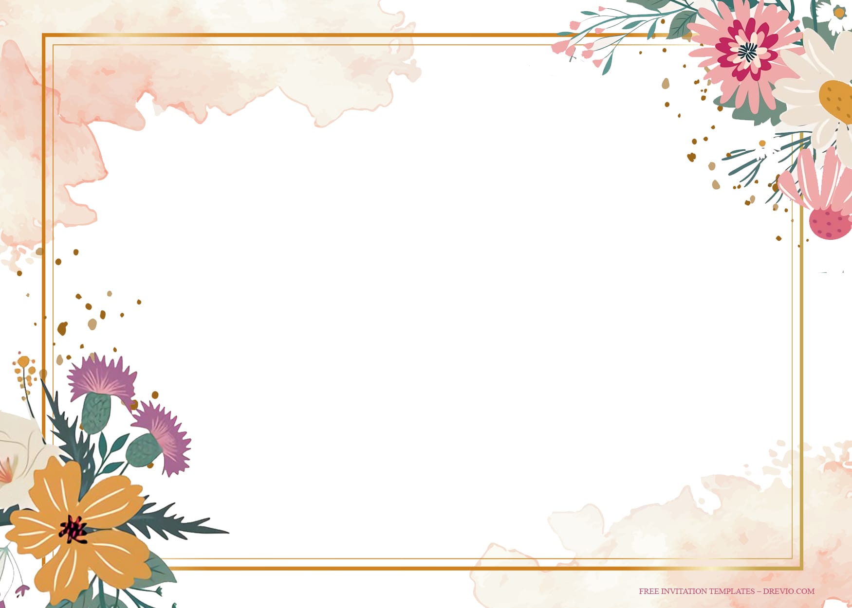 8+ Spring Ecletic Bloom Watercolor Floral Wedding Invitation Templates Type Six