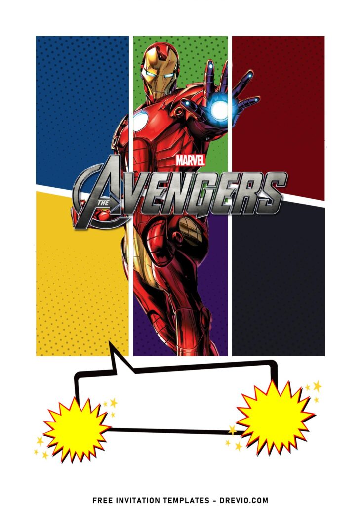 8+ Unique And Colorful Avengers Birthday Invitation Templates with Iron Man