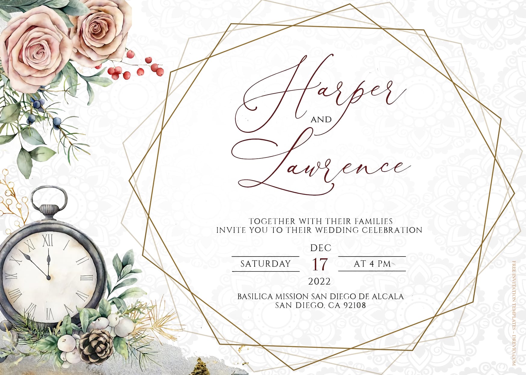 8+ Vintage Winter Holiday Floral Wedding Invitation Templates Title