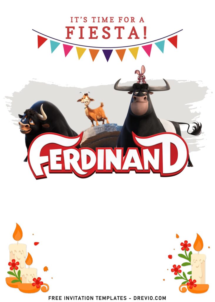 9+ The Bubbly El Toro Ferdinand Movie Birthday Invitation Templates with Lupe and Bones