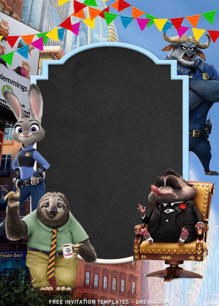 9+ Adorable Furry Cartoon Zootopia Birthday Invitation Templates with Mr. Big