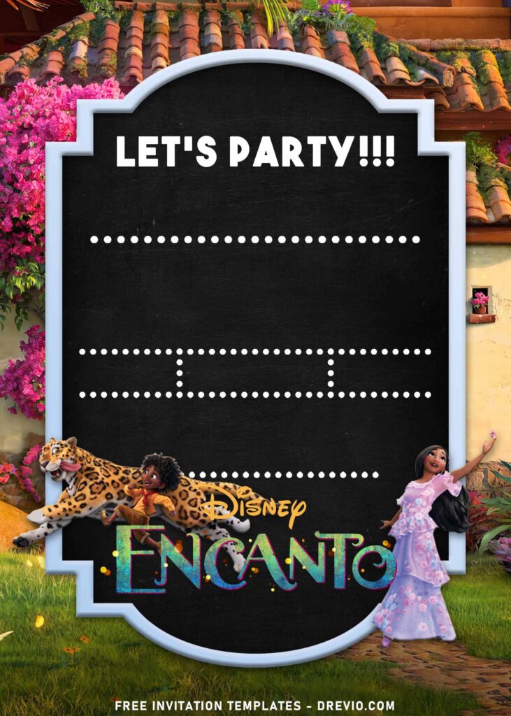 8+ Festive Disney Encanto Themed Birthday Invitation Templates with Luisa and her tiger and Isabella