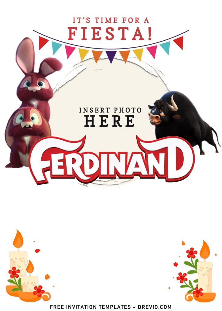 9+ The Bubbly El Toro Ferdinand Movie Birthday Invitation Templates with adorable bunny